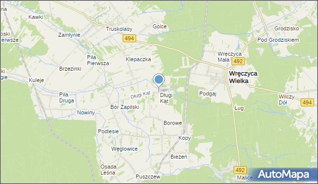 mapa Długi Kąt, Długi Kąt gmina Wręczyca Wielka na mapie Targeo